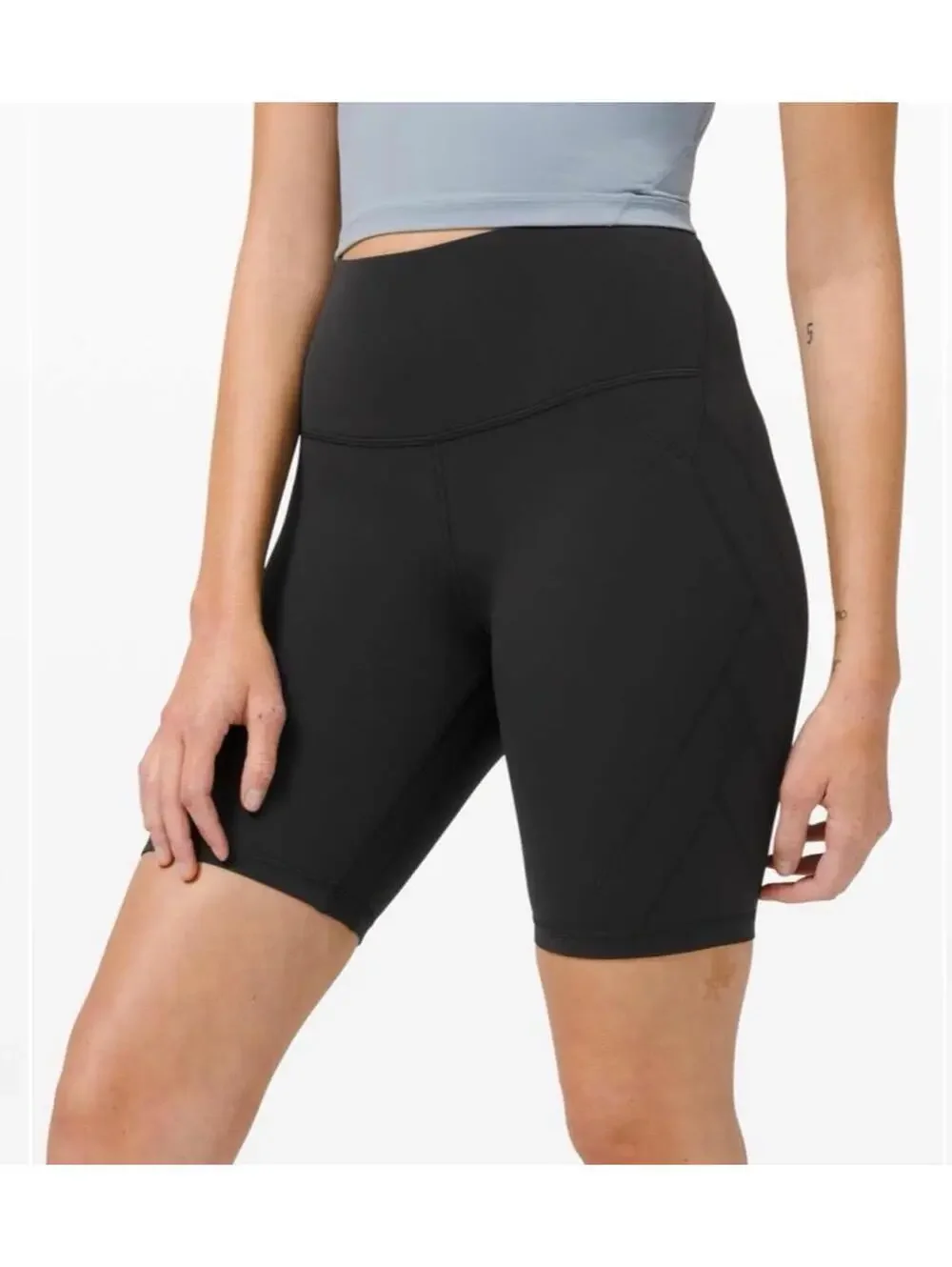 Lululemon Nulu Fold High-Rise Yoga Short 8in Black size 4. EUC. $68 retail.